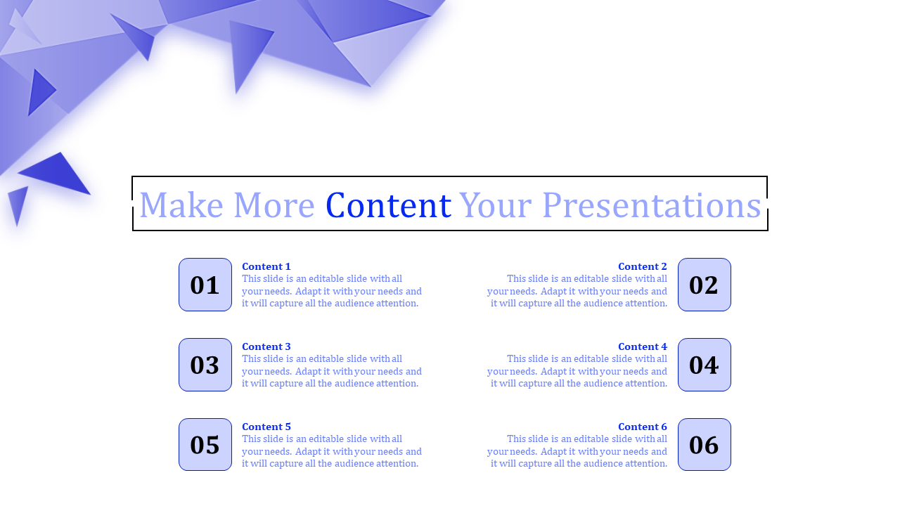 Free - Amazing Content Slide Template Presentation Designs